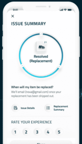 screenshot of self-resolve center in Route app.