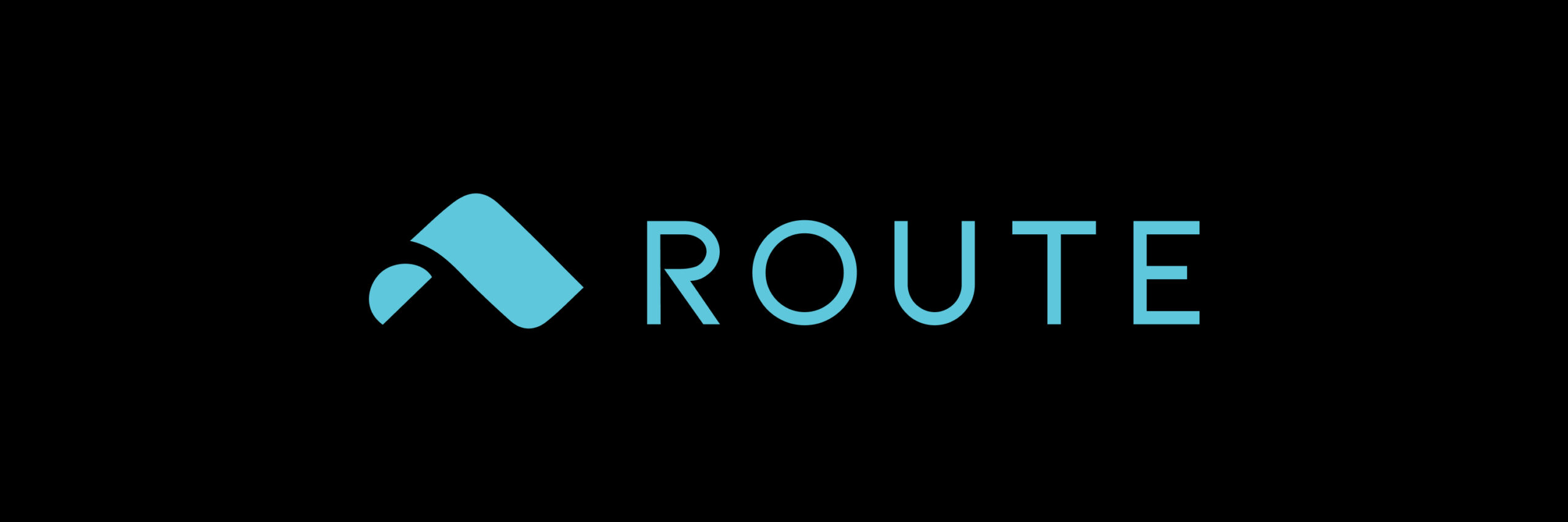 Blue route logo set against a black background