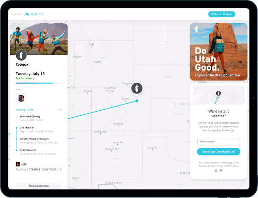 Route’s visual package tracking pages